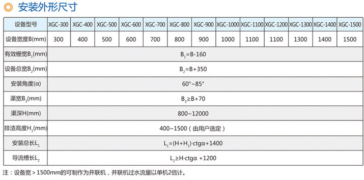 XGC旋转式固液分离机安装外形尺寸